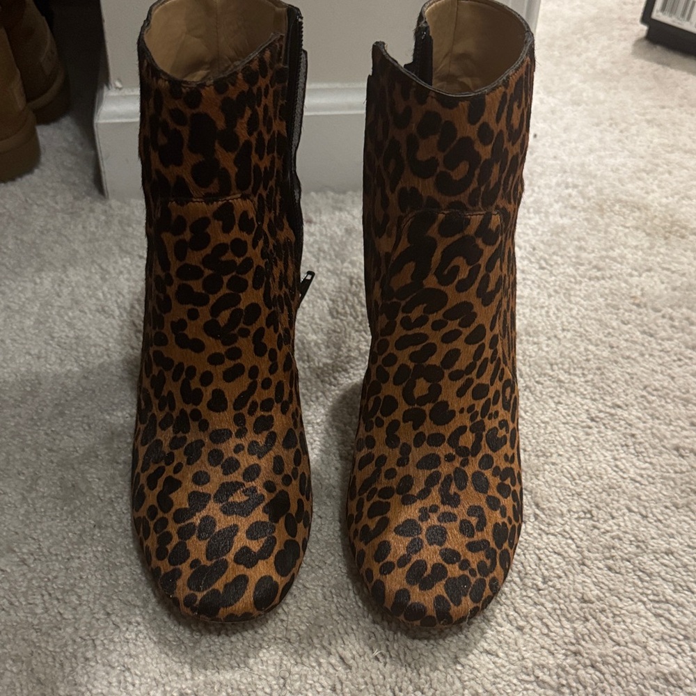 Banana Republic Leopard Print Pony hair and leather upper Ankle Booties